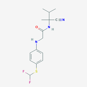 molecular formula C15H19F2N3OS B2955443 N-(1-cyano-1,2-dimethylpropyl)-2-({4-[(difluoromethyl)sulfanyl]phenyl}amino)acetamide CAS No. 1209717-70-3