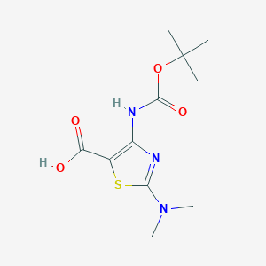 molecular formula C11H17N3O4S B2955444 2-(Dimethylamino)-4-[(2-methylpropan-2-yl)oxycarbonylamino]-1,3-thiazole-5-carboxylic acid CAS No. 2287282-46-4