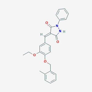 molecular formula C26H24N2O4 B295545 (4E)-4-{3-ethoxy-4-[(2-methylbenzyl)oxy]benzylidene}-1-phenylpyrazolidine-3,5-dione 