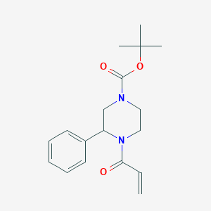 molecular formula C18H24N2O3 B2955464 Tert-butyl 3-phenyl-4-prop-2-enoylpiperazine-1-carboxylate CAS No. 2411255-33-7