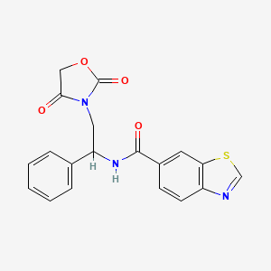 molecular formula C19H15N3O4S B2955465 N-(2-(2,4-dioxooxazolidin-3-yl)-1-phenylethyl)benzo[d]thiazole-6-carboxamide CAS No. 1903219-02-2