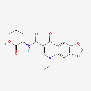 molecular formula C19H22N2O6 B2955470 N-[(5-ethyl-8-oxo-5,8-dihydro[1,3]dioxolo[4,5-g]quinolin-7-yl)carbonyl]-L-leucine CAS No. 105329-10-0