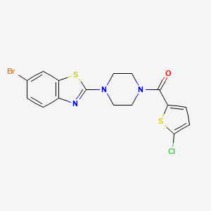 molecular formula C16H13BrClN3OS2 B2955488 (4-(6-Bromobenzo[d]thiazol-2-yl)piperazin-1-yl)(5-chlorothiophen-2-yl)methanone CAS No. 897473-63-1