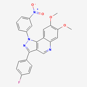 molecular formula C24H17FN4O4 B2955499 3-(4-fluorophenyl)-7,8-dimethoxy-1-(3-nitrophenyl)-1H-pyrazolo[4,3-c]quinoline CAS No. 901021-79-2