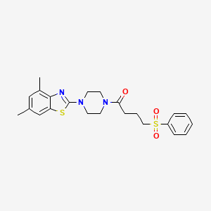 molecular formula C23H27N3O3S2 B2955502 1-(4-(4,6-Dimethylbenzo[d]thiazol-2-yl)piperazin-1-yl)-4-(phenylsulfonyl)butan-1-one CAS No. 941878-30-4