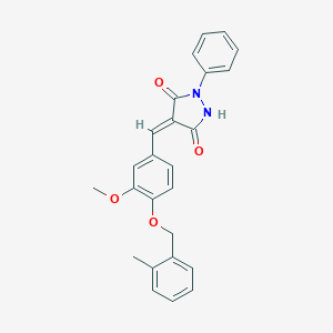 molecular formula C25H22N2O4 B295551 (4E)-4-{3-methoxy-4-[(2-methylbenzyl)oxy]benzylidene}-1-phenylpyrazolidine-3,5-dione 