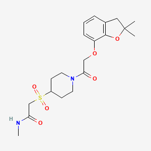 molecular formula C20H28N2O6S B2955521 2-((1-(2-((2,2-二甲基-2,3-二氢苯并呋喃-7-基)氧基)乙酰)哌啶-4-基)磺酰基)-N-甲基乙酰胺 CAS No. 1795358-32-5