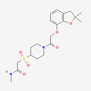 molecular formula C20H28N2O6S B2955521 2-((1-(2-((2,2-dimethyl-2,3-dihydrobenzofuran-7-yl)oxy)acetyl)piperidin-4-yl)sulfonyl)-N-methylacetamide CAS No. 1795358-32-5