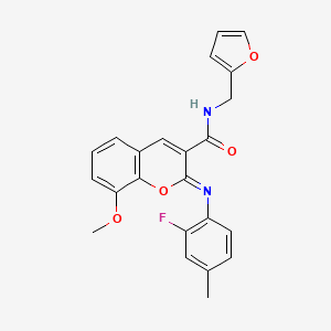 molecular formula C23H19FN2O4 B2955535 (2Z)-2-[(2-fluoro-4-methylphenyl)imino]-N-(furan-2-ylmethyl)-8-methoxy-2H-chromene-3-carboxamide CAS No. 1327173-44-3