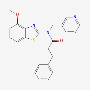 molecular formula C23H21N3O2S B2955544 N-(4-methoxybenzo[d]thiazol-2-yl)-3-phenyl-N-(pyridin-3-ylmethyl)propanamide CAS No. 895005-71-7