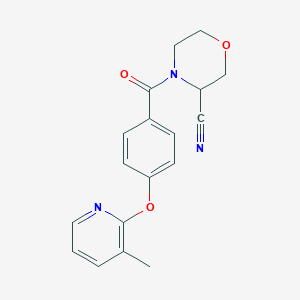molecular formula C18H17N3O3 B2955546 4-[4-(3-Methylpyridin-2-yl)oxybenzoyl]morpholine-3-carbonitrile CAS No. 2248264-70-0
