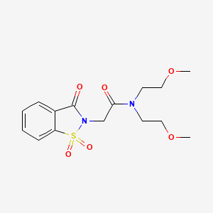 molecular formula C15H20N2O6S B2955549 2-(1,1-dioxido-3-oxobenzo[d]isothiazol-2(3H)-yl)-N,N-bis(2-methoxyethyl)acetamide CAS No. 899995-44-9