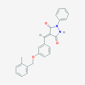 molecular formula C24H20N2O3 B295555 4-{3-[(2-Methylbenzyl)oxy]benzylidene}-1-phenyl-3,5-pyrazolidinedione 