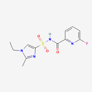 molecular formula C12H13FN4O3S B2955551 N-[(1-ethyl-2-methyl-1H-imidazol-4-yl)sulfonyl]-6-fluoropyridine-2-carboxamide CAS No. 1797569-26-6