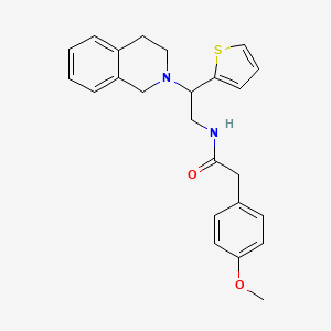 molecular formula C24H26N2O2S B2955552 N-(2-(3,4-dihydroisoquinolin-2(1H)-yl)-2-(thiophen-2-yl)ethyl)-2-(4-methoxyphenyl)acetamide CAS No. 898407-81-3