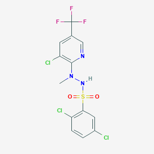 molecular formula C13H9Cl3F3N3O2S B2955555 2,5-dichloro-N'-[3-chloro-5-(trifluoromethyl)-2-pyridinyl]-N'-methylbenzenesulfonohydrazide CAS No. 339276-23-2