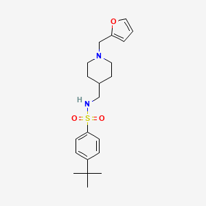 molecular formula C21H30N2O3S B2955556 4-(tert-butyl)-N-((1-(furan-2-ylmethyl)piperidin-4-yl)methyl)benzenesulfonamide CAS No. 953158-51-5