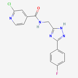 molecular formula C15H11ClFN5O B2955559 2-chloro-N-{[3-(4-fluorophenyl)-1H-1,2,4-triazol-5-yl]methyl}pyridine-4-carboxamide CAS No. 1356644-23-9
