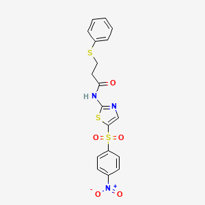 N-[5-(4-nitrophenyl)sulfonyl-1,3-thiazol-2-yl]-3-phenylsulfanylpropanamide