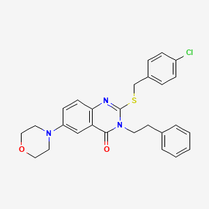 molecular formula C27H26ClN3O2S B2955579 2-((4-氯苄基)硫代)-6-吗啉代-3-苯乙基喹唑啉-4(3H)-酮 CAS No. 689759-71-5