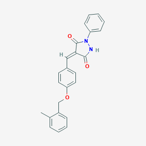 molecular formula C24H20N2O3 B295558 4-{4-[(2-Methylbenzyl)oxy]benzylidene}-1-phenyl-3,5-pyrazolidinedione 