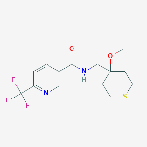 molecular formula C14H17F3N2O2S B2955592 N-((4-甲氧基四氢-2H-噻吡喃-4-基)甲基)-6-(三氟甲基)烟酰胺 CAS No. 2034486-26-3