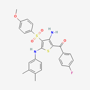molecular formula C26H23FN2O4S2 B2955610 (3-氨基-5-((3,4-二甲苯基)氨基)-4-((4-甲氧苯基)磺酰基)噻吩-2-基)(4-氟苯基)甲苯酮 CAS No. 1115520-79-0