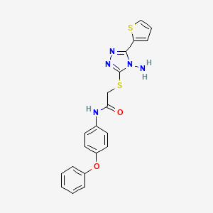 molecular formula C20H17N5O2S2 B2955612 2-{[4-amino-5-(thiophen-2-yl)-4H-1,2,4-triazol-3-yl]sulfanyl}-N-(4-phenoxyphenyl)acetamide CAS No. 905765-33-5