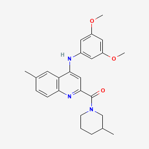 (4-((3,5-Dimethoxyphenyl)amino)-6-methylquinolin-2-yl)(3-methylpiperidin-1-yl)methanone