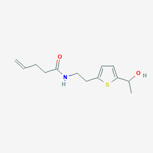 molecular formula C13H19NO2S B2955615 N-{2-[5-(1-hydroxyethyl)thiophen-2-yl]ethyl}pent-4-enamide CAS No. 2097935-03-8