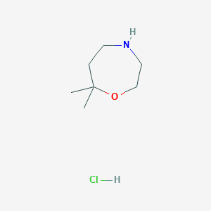 molecular formula C7H16ClNO B2955635 7,7-Dimethyl-1,4-oxazepane hydrochloride CAS No. 2172463-13-5