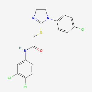 molecular formula C17H12Cl3N3OS B2955639 2-[1-(4-chlorophenyl)imidazol-2-yl]sulfanyl-N-(3,4-dichlorophenyl)acetamide CAS No. 688337-51-1
