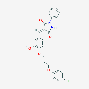 molecular formula C26H23ClN2O5 B295564 4-{4-[3-(4-Chlorophenoxy)propoxy]-3-methoxybenzylidene}-1-phenyl-3,5-pyrazolidinedione 