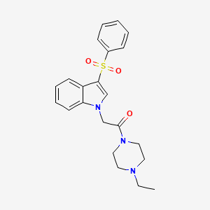 molecular formula C22H25N3O3S B2955647 1-(4-乙基哌嗪-1-基)-2-(3-(苯磺酰基)-1H-吲哚-1-基)乙酮 CAS No. 941966-58-1