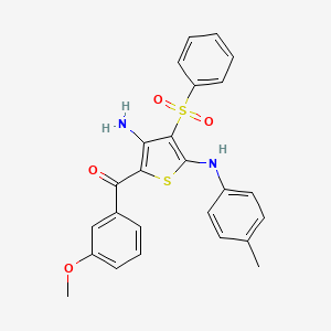 molecular formula C25H22N2O4S2 B2955652 (3-Amino-4-(phenylsulfonyl)-5-(p-tolylamino)thiophen-2-yl)(3-methoxyphenyl)methanone CAS No. 1115373-10-8