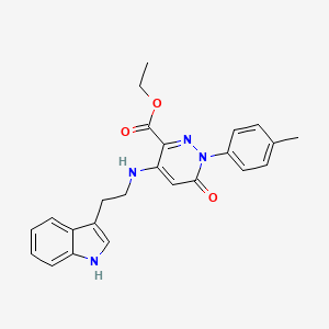 molecular formula C24H24N4O3 B2955653 ethyl 4-((2-(1H-indol-3-yl)ethyl)amino)-6-oxo-1-(p-tolyl)-1,6-dihydropyridazine-3-carboxylate CAS No. 922068-68-6