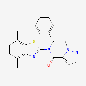 molecular formula C21H20N4OS B2955668 N-benzyl-N-(4,7-dimethylbenzo[d]thiazol-2-yl)-1-methyl-1H-pyrazole-5-carboxamide CAS No. 1170855-23-8