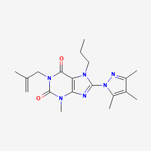 3-methyl-1-(2-methylprop-2-en-1-yl)-7-propyl-8-(3,4,5-trimethyl-1H-pyrazol-1-yl)-2,3,6,7-tetrahydro-1H-purine-2,6-dione