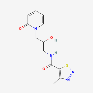 molecular formula C12H14N4O3S B2955689 N-(2-hydroxy-3-(2-oxopyridin-1(2H)-yl)propyl)-4-methyl-1,2,3-thiadiazole-5-carboxamide CAS No. 1797890-58-4