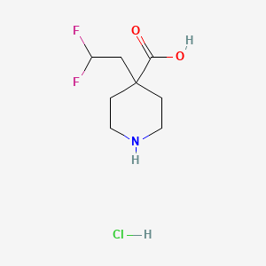 molecular formula C8H14ClF2NO2 B2955693 4-(2,2-二氟乙基)哌啶-4-甲酸盐酸盐 CAS No. 2138089-15-1