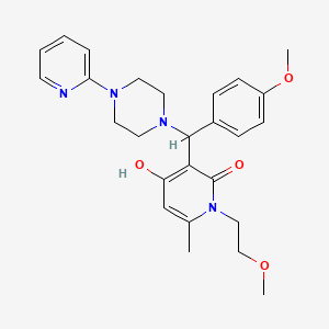 4-hydroxy-1-(2-methoxyethyl)-3-((4-methoxyphenyl)(4-(pyridin-2-yl)piperazin-1-yl)methyl)-6-methylpyridin-2(1H)-one