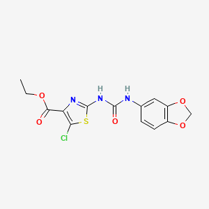 molecular formula C14H12ClN3O5S B2955711 Ethyl 2-(3-(benzo[d][1,3]dioxol-5-yl)ureido)-5-chlorothiazole-4-carboxylate CAS No. 1203162-85-9