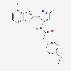 molecular formula C20H17FN4O2S B2955713 N-(1-(4-fluorobenzo[d]thiazol-2-yl)-3-methyl-1H-pyrazol-5-yl)-2-(4-methoxyphenyl)acetamide CAS No. 1171883-90-1