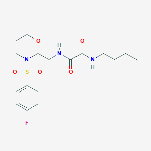molecular formula C17H24FN3O5S B2955725 N1-butyl-N2-((3-((4-fluorophenyl)sulfonyl)-1,3-oxazinan-2-yl)methyl)oxalamide CAS No. 872862-50-5