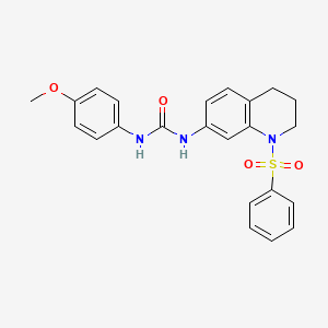 molecular formula C23H23N3O4S B2955731 1-(4-Methoxyphenyl)-3-(1-(phenylsulfonyl)-1,2,3,4-tetrahydroquinolin-7-yl)urea CAS No. 1203082-79-4