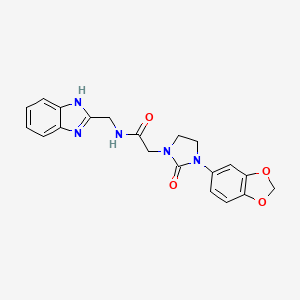 molecular formula C20H19N5O4 B2955735 N-((1H-苯并[d]咪唑-2-基)甲基)-2-(3-(苯并[d][1,3]二氧杂-5-基)-2-氧代咪唑烷-1-基)乙酰胺 CAS No. 1286695-61-1