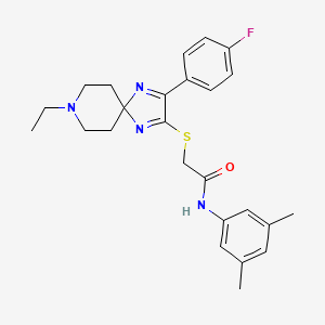 molecular formula C25H29FN4OS B2955737 N-(3,5-dimethylphenyl)-2-((8-ethyl-3-(4-fluorophenyl)-1,4,8-triazaspiro[4.5]deca-1,3-dien-2-yl)thio)acetamide CAS No. 1190004-80-8