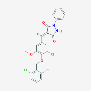 molecular formula C24H17Cl3N2O4 B295574 (4E)-4-{3-chloro-4-[(2,6-dichlorobenzyl)oxy]-5-methoxybenzylidene}-1-phenylpyrazolidine-3,5-dione 