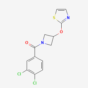 molecular formula C13H10Cl2N2O2S B2955741 (3,4-Dichlorophenyl)(3-(thiazol-2-yloxy)azetidin-1-yl)methanone CAS No. 1796957-92-0