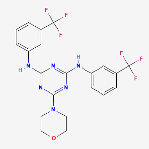 molecular formula C21H18F6N6O B2955754 6-(morpholin-4-yl)-N,N'-bis[3-(trifluoromethyl)phenyl]-1,3,5-triazine-2,4-diamine CAS No. 413580-45-7